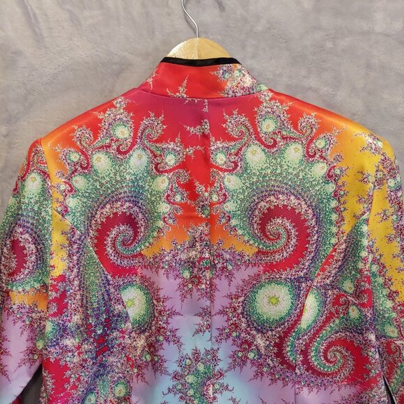 Mesmerize jacket woems L satin oriental formal colorful Party Bold mandarin fun - Picture 8 of 16